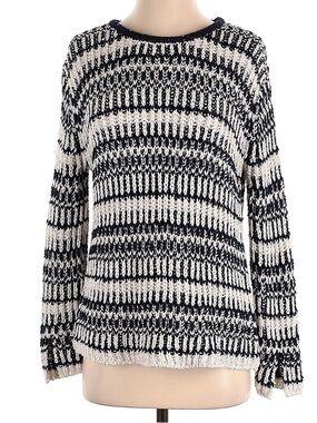 Size XS St. John Oversized Navy & Cream Knit Sweater